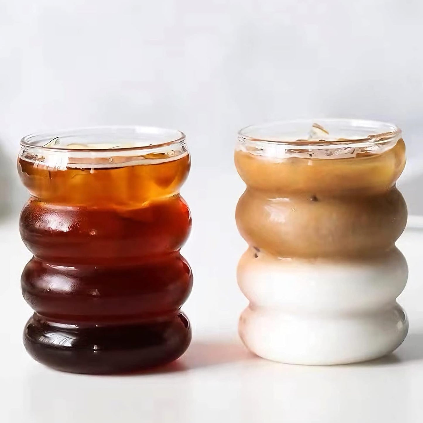 Wavy Glass Cup Set – 14oz Large Capacity, Stylish & Practical