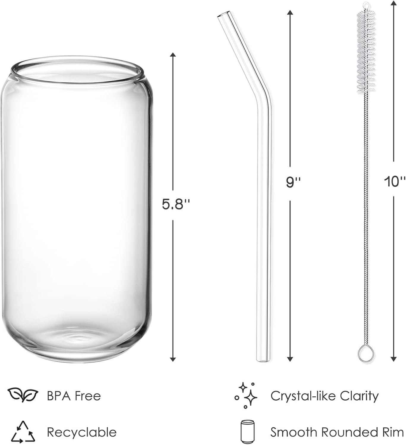 Can-Shaped Glass Cup Set (4 Pcs) – Crystal Clear & Eco-friendly