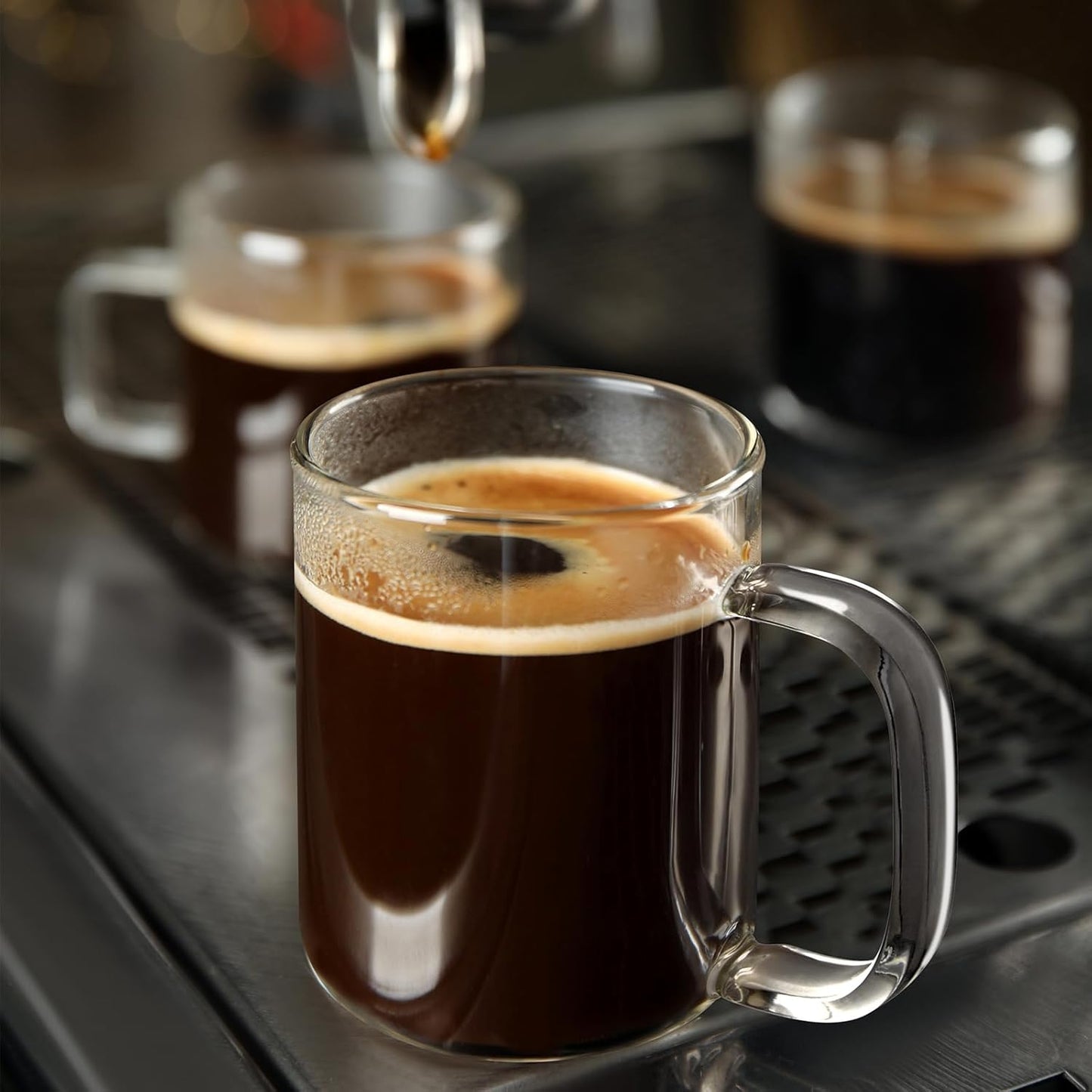 Glass Coffee Mug with Wooden Lid (Set of 2, 20oz Large Capacity)