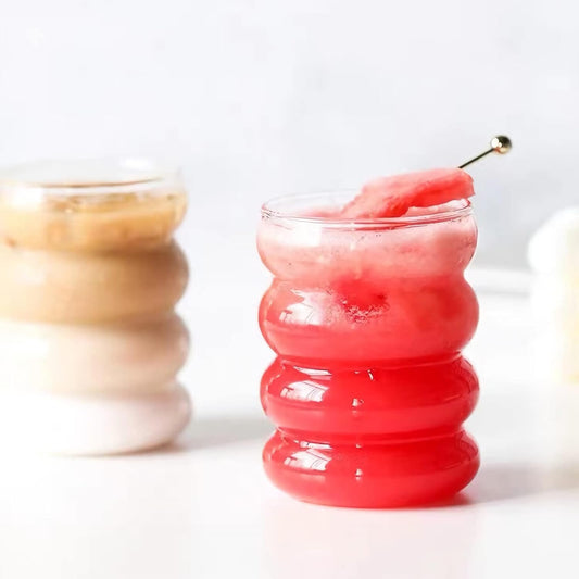 Wavy Glass Cup Set – 14oz Large Capacity, Stylish & Practical