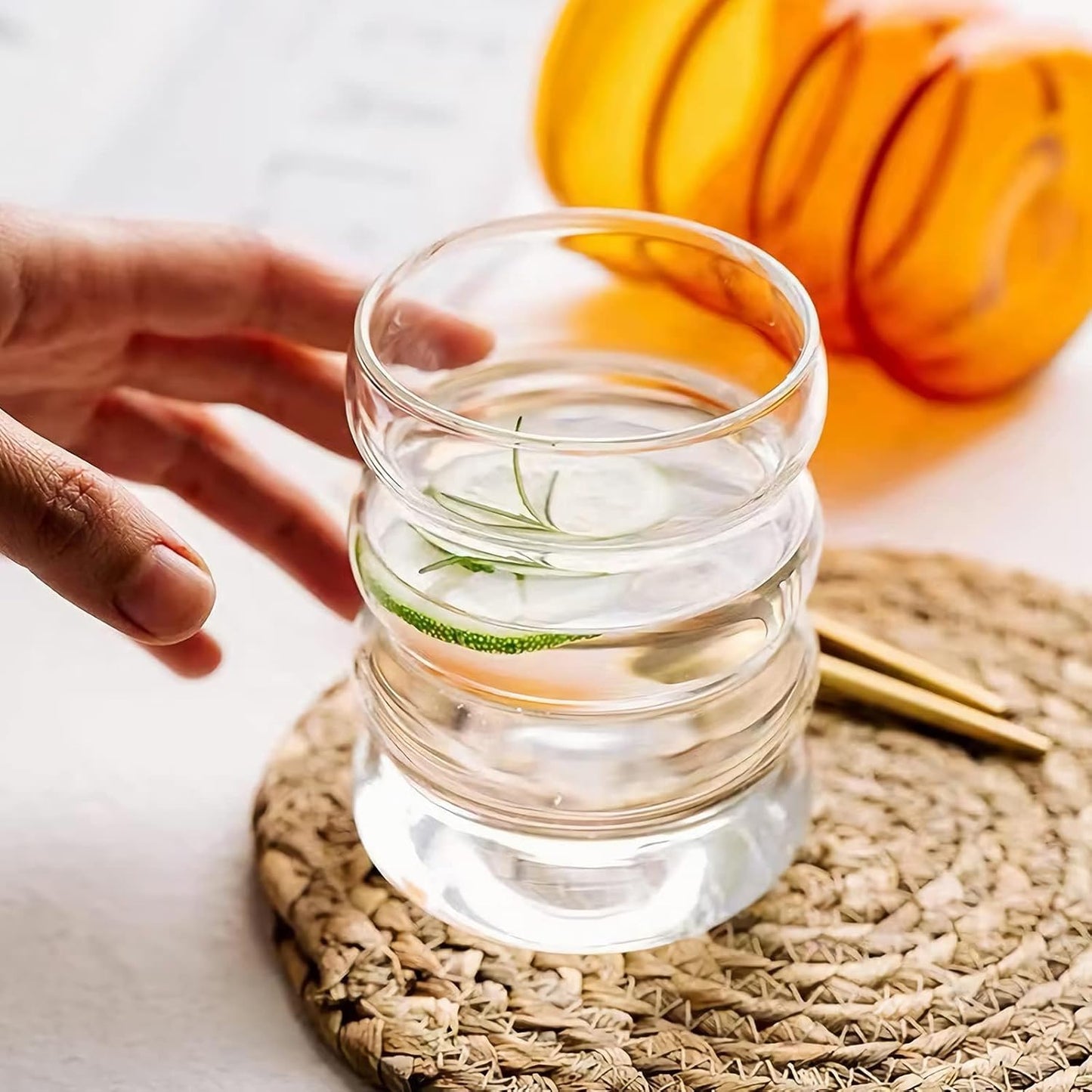 Wavy Glass Cup Set – 14oz Large Capacity, Stylish & Practical