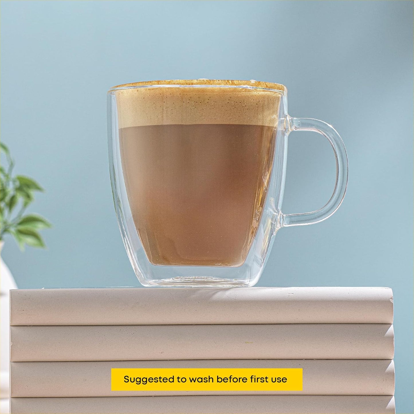 Double Wall Glass Coffee Mug – Elegant & Practical for Hot and Cold Drinks